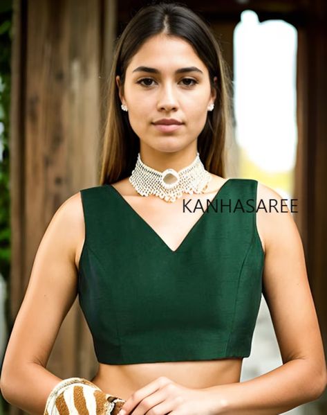 Buy Made to Order Sleeveless Saree Blouse Blended Green Raw Silk Green Saree Lehenga Crop Top Choli Indian Wedding Festival Function Outfit Online in India - Etsy Function Outfit, Sleeveless Saree Blouse, Sleeveless Saree, Green Blouse Designs, Sleeveless Blouse Saree, Lehenga Crop Top, Saree Ideas, Choli Blouse, Saree Lehenga