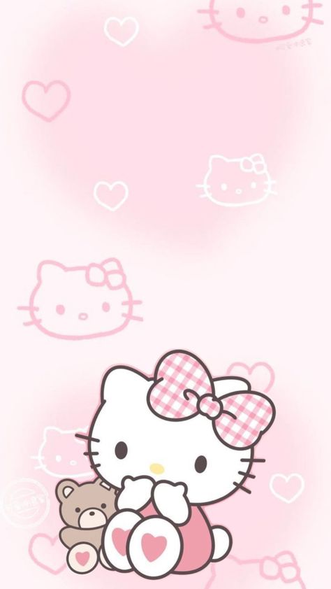 Cute Sanrio Iphone Wallpaper, Pink Background Hello Kitty, Hello Kitty Pink Aesthetic, Pink Hello Kitty Wallpapers, Hk Background, Wallpaper And Widgets, Pink Kitty Wallpaper, Hello Kitty Phone Wallpaper, Hello Kitty Halloween Wallpaper