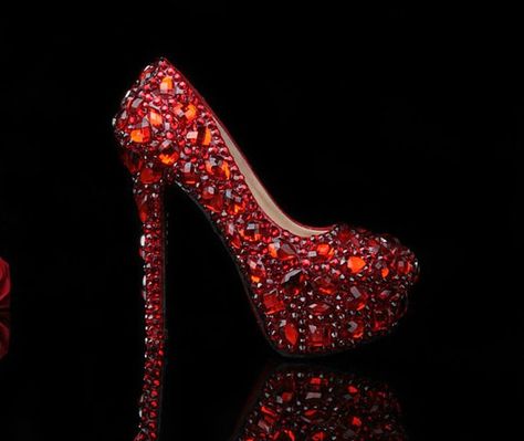 RED heels Red Formal Shoes, Diamond Shoes, Diamond Heels, Luxury Heels, Bling Shoes, Rhinestone Shoes, Bridal Heels, Wedding Shoes Heels, Crystal Shoes