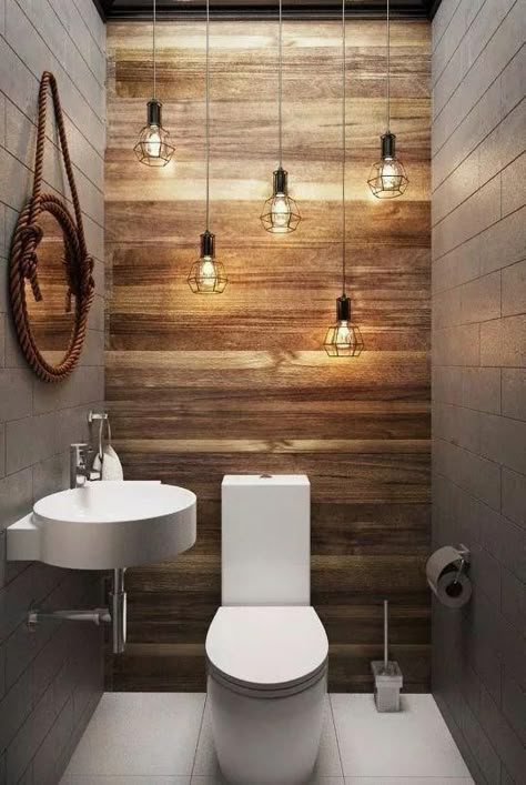 66 Epic Wood in Bathroom Design Ideas to Realize #bathroomdesignideas Small Half Bathrooms, Design Interior Baie, Farmhouse Bathroom Remodel, Small Toilet, Modern Farmhouse Bathroom, Wooden Bathroom, Toilet Room, Toilet Design, Trendy Bathroom