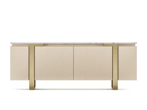 Leather covered sideboard with doors TOSCANA | Sideboard with doors by Casa Covre Leather Sideboard, Mirrored Sideboard, Doors Design, Armchair Bed, External Doors, Executive Office Chairs, Sideboard Storage, Internal Doors, Sideboard Buffet