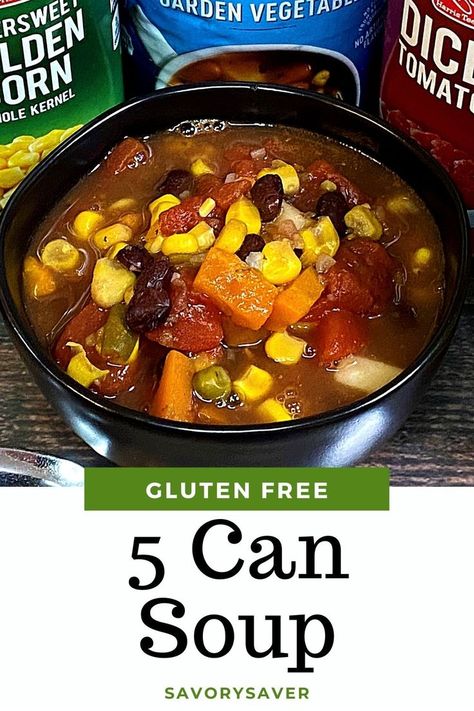 5 can soup takes 5 minutes to make and 10 minutes to cook. This gluten free soup is a cheap, quick and easy spin on a popular Weight Watchers recipe. 5 Can Soup Recipe, 5 Can Soup, Can Soup Recipe, Can Soup, Weight Watchers Recipe, Spices And Seasonings, Mixed Vegetables, Italian Seasoning, Weight Watchers Meals