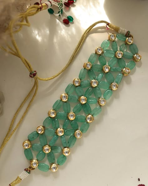 For order 9828687455 Handmade Moti Jewellery, Choker Beads Ideas, Indian Beads Necklace, Indian Beads Jewellery Design, Handmade Jewellery Design, Latest Beads Jewellery Designs, Beads Necklace Design, Beads Jewelry Indian Gold, Big Beads Necklace