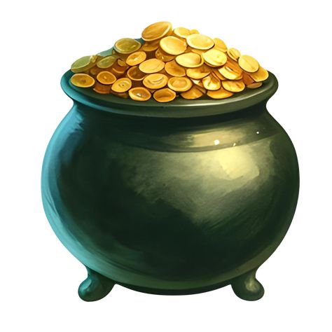 Pot Of Gold Cauldron, Leprechaun Pot Of Gold, Fantasy Gold Coins, Pirate Gold Coins, St Patrick’s Day Pot Of Gold, Pot Of Gold, Gold Coins, St Patrick’s Day, Free Png