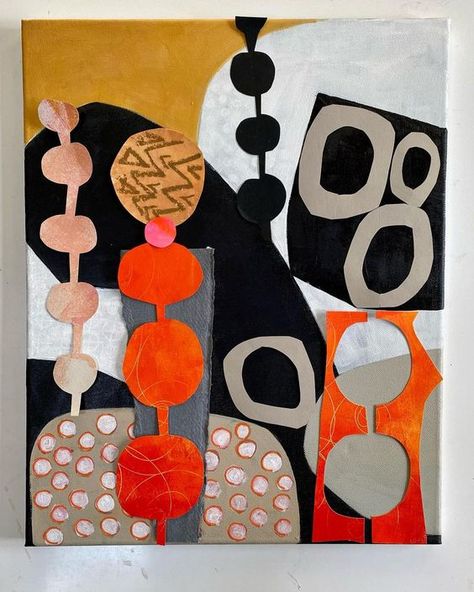 Paint And Collage, Abstract Shape Painting, Abstract Art With Shapes, Kate Welch Collage, Abstract Collage Art Mixed Media, Abstract Shapes Art, Collage Abstract Art, Paper Collage Art Abstract, Collage Making Ideas