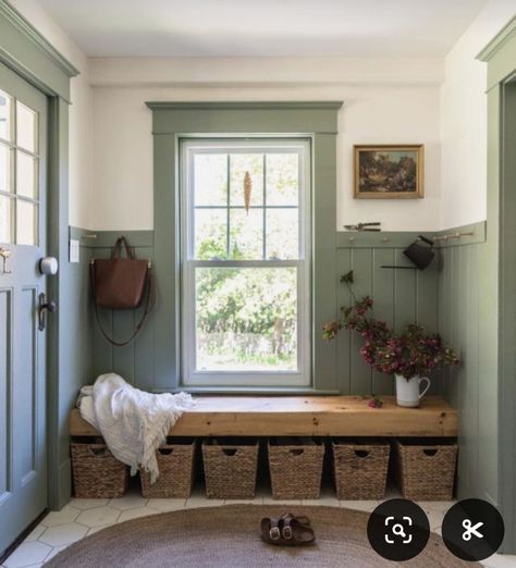 Katie Rose, Tahoe House, Farmhouse Mudroom, Mudroom Remodel, Green Painted Walls, Mudroom Makeover, Mud Room Entry, Mudroom Laundry Room, Mudroom Design