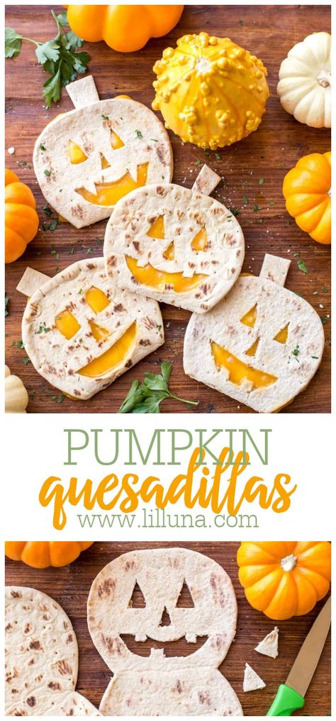 Spooky cute kid-friendly pumpkin quesadillas take minutes to make and are perfect for Halloween or any night in October! #pumpkinquesadillas #pumpkinappetizer #quesadilla #halloween Pumpkin Appetizers, Creepy Food, Halloween Appetizers Easy, Cheese Quesadillas, Postres Halloween, Halloween Party Appetizers, Gluten Free Puff Pastry, Halloween Food Appetizers, Pumpkin Carving Party