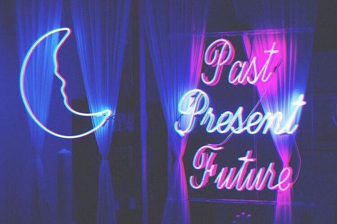 PAST ⏪ PRESENT 🎁 & ⏩ FUTURE To know what a person has done, and to know who a person is, are very different things. -Hannah Kent There are few burdens heavier than our perceptions of our past. They hold us back from starting new things, they influence how we trust & see people, and we tend to define ourselves by their negative outcomes. The past is where you learned the lesson. The future is where you apply the lesson. The only way to truly fail at anything is to abandon yourself completely fro Psychic Aesthetic, Neon Aesthetic, Past Present Future, Witch Aesthetic, Neon Lights, Purple Aesthetic, New Wall, Past Life, Infp