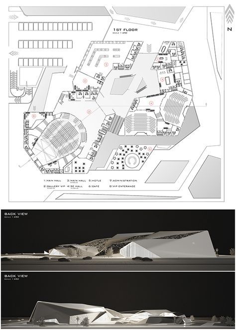 Conference hall on Behance Form Development, Cultural Center Architecture, Urbanism Architecture, Models Architecture, Architecture Drawing Presentation, Case Study Design, Deconstructivism, Nick Bateman, Concept Models Architecture