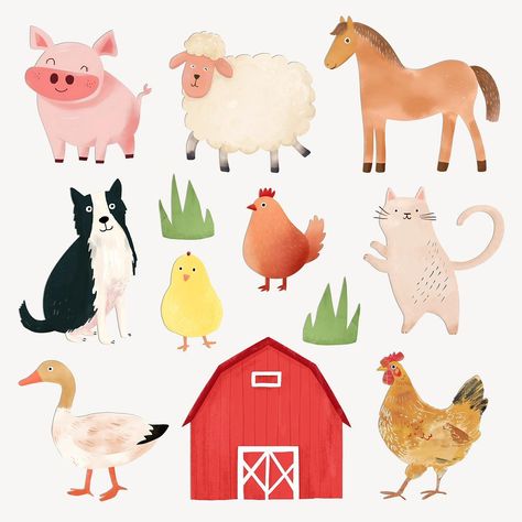 Farm animal design element remix set | free image by rawpixel.com / Boom Goose Sticker, Animals Cartoon, Cute Animal Illustration, Cute Sheep, Animal Cute, Set Free, Farm Animal, Animal Illustration, Animal Design