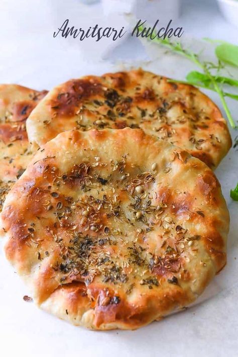 Amritsari Kulcha Recipe, Punjabi Food Recipes, Hebbars Kitchen Recipes, Amritsari Kulcha, Kulcha Recipe, Indian Breads, Punjabi Cuisine, Aloo Recipes, Cutlets Recipes