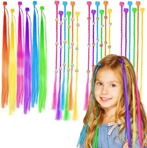 Hair Threading, Rainbow Braids, Toddler Hair Accessories, Clip In Hair Extension, Braid Clips, Colored Hair Extensions, Hair Extension Clips, Stylish Headbands, Beautiful Hair Accessories