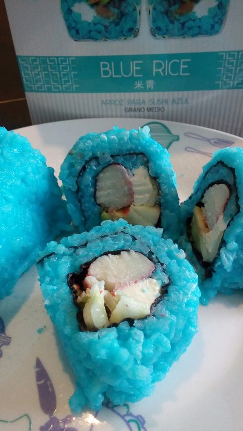 Blue Sushi Blue Noodles, Disgusting Pictures, Blue Sushi, Culinary Photography, Healthy Bento Lunches, Desserts Japonais, Pjo Series, Food Collage, Dog Bread