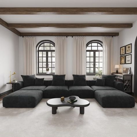 U Sofa, Black Sectional, Corduroy Upholstery, Home Extension, Pillows Bed, Online Furniture Shopping, Modular Sectional Sofa, Modular Sectional, New Living Room