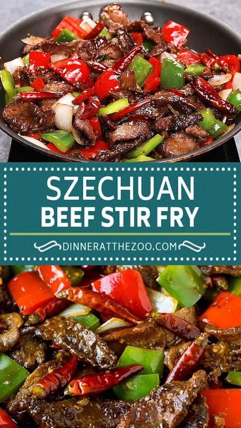 Ranch Steak, Low Carb Snack Ideas, Spicy Stir Fry, Chinese Beef Recipes, Szechuan Beef, Beef Stir Fry Recipes, Homemade Chinese Food, Food Chinese, Easy Healthy Dinner Recipes