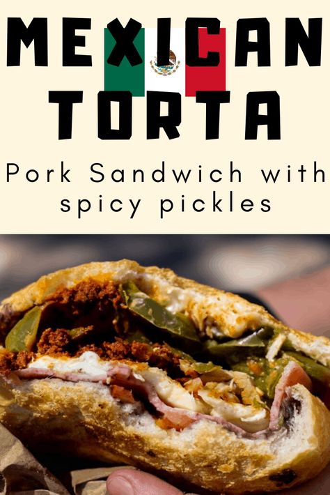 Mexican Torta - The best sandwich you will ever eat! We first tried this in the streets of Mexico and had to recreate it! #MexicanRecipe #Mexican #Sandwich #AuthenticRecipe #MexicanAuthenticRecipe #TheseForeignRoads Mexican Sandwich Recipe, Mexican Tortas Sandwich, Tortas Recipe, Tortas Mexicanas Recipe, Mexican Tortas Recipe, Mexican Sandwiches, Recipe With Chorizo, Bolillo Recipe, Torta Sandwich