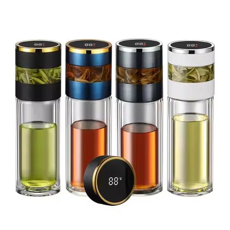 Smart Temperature Display Double Wall Borosilicate Glass Tea Tumbler With Infuser - Buy Tea Tumbler With Infuser,Lcd Temperature Display Glass Bottle For Tea,16 Oz Tea Bottle Double Wall Product on Alibaba.com Coffee Cup Storage, Tea Display, Tea Tumbler, Perfect Cup Of Tea, Stainless Steel Thermos, Tea Maker, Thermos Cup, Vacuum Cup, Thermos Bottle