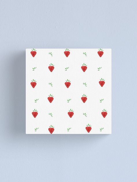 Mini Fruit Painting, Easy Summer Canvas Paintings, Easy Painting Patterns, Strawberry Painting Ideas, Cute Patterns To Paint, Strawberry Painting Easy, Fruit Painting Easy, Gouache Canvas, Strawberry Painting