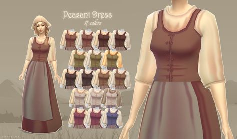 Mod The Sims - Female Peasant Set Ts4 Medieval, The Sims 4 Pack, Sims 4 Medieval Cc, Medieval Outfits, Sims 4 Medieval, Sims 4 Historical, Sims 4 Royal, Sims 4 Decades Challenge, Sims 4 Challenges