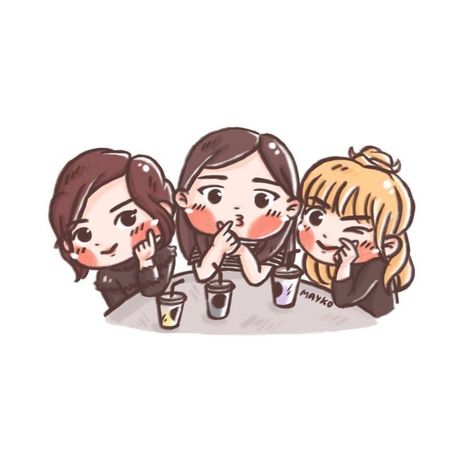 Anime Group Picture, Group Dps, I Love Sister, 3 Bestie, Trio Friends, Blackpink Chibi, Trio Pfp, Blackpink Art, Blackpink Fanart