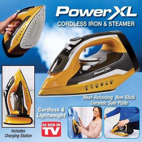 PowerXL™ Professional Grade Cordless Iron and Steamer | Collections Etc. Cordless Iron, Iron Steamer, Tv Size, Collections Etc, As Seen On Tv, Charging Station, The Amazing, Shop House, Steam