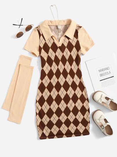 New Collection Online| SHEIN Australia Adrette Outfits, Argyle Print, Teen Girl Dresses, Cute Dress Outfits, Tween Outfits, Simple Trendy Outfits, Cute Simple Outfits