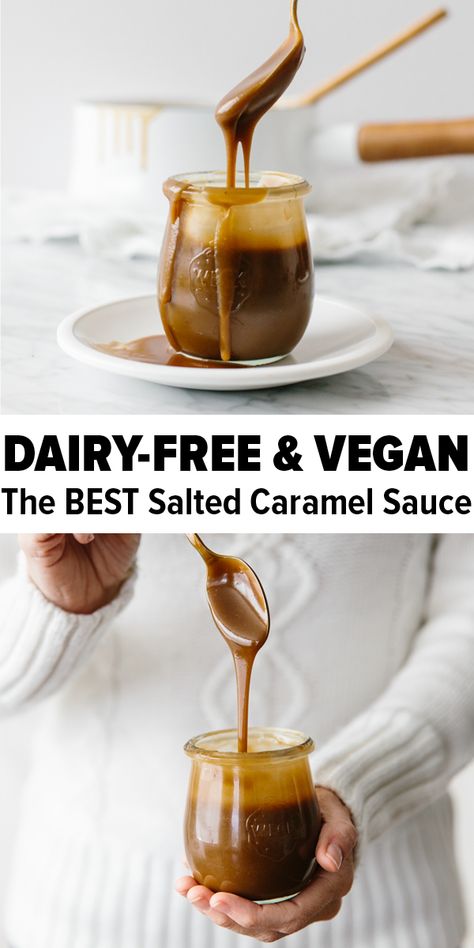 Carmel Sauce Non Dairy, Vegan Caramel Sauce Recipe, Vegan Caramel Sauce, Caramel Recipes Sauce, Vegan Caramel, Salted Caramel Sauce, Vegan Sauces, Caramel Recipes, Paleo Dessert