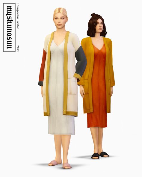 Sims 4 Loungewear Cc, Sims 4 Cc Lounge Wear, Slip Dress Cardigan, Noah Arc, San Myshuno, Cc Sims4, Sims Packs, Cc Clothes, Pelo Sims