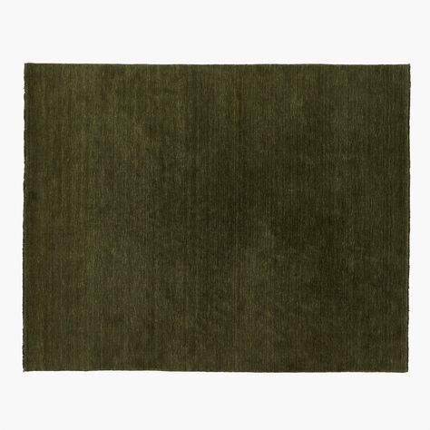 Henry Green Handloomed Wool Area Rug 8'x10' + Reviews | CB2 Moody Rugs, Green Living Room Rug, Green Rug Living Room, Rug Samples, Henry Green, Fringe Rugs, Area Rug Pad, Rug Buying Guide, 6x9 Area Rugs