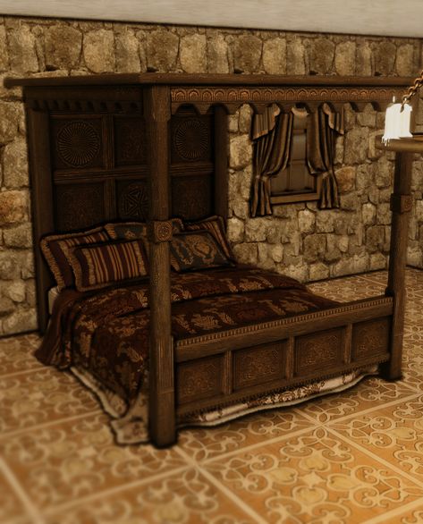 TheSense Medieval — TheSenseMedieval - The Witcher 3 Blood And Wine |... Medieval Sims 4 Cc Furniture, Sims 4 Medieval Furniture, Sims 4 Medieval Cc Furniture, Sims Historical, Victorian Evening Gown, Historical Furniture, Sims 4 Medieval, Medieval Bed, Medieval Bedroom