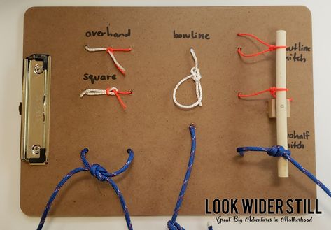 Scouting: All About Cub Scout Knot Tying – Look Wider Still Knot Tying Board, Knot Tying Station, Scout Knots, Cub Scouts Bear, Cub Scout Crafts, Robert Baden Powell, Cub Scout Activities, Scout Crafts, Knot Tying