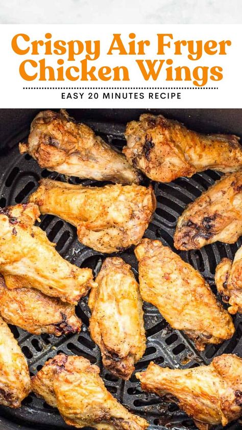 Craving crispy wings without the mess of frying? These Air Fryer Chicken Wings are the answer! They cook up quick and come out perfectly golden brown. No oil needed, just tender, juicy wings with a delicious crunch. Air Fryer Chicken Wings Frozen Crispy, Airfryer Whole Chicken Wings, Chicken Wings In Airfryer, Air Fryer Old Bay Chicken Wings, Best Air Fryer Wings Crispy, Bone In Wings Air Fryer, Bone In Chicken Wings Air Fryer, Air Frying Chicken Wings, Air Fried Wings Recipe