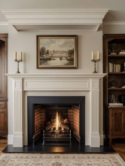 Classic Fireplace, Living Room Built Ins, Classic Homes, Vintage Fireplace, Traditional Fireplace, Fireplace Remodel, Home Fireplace, Fireplace Makeover, Living Room With Fireplace