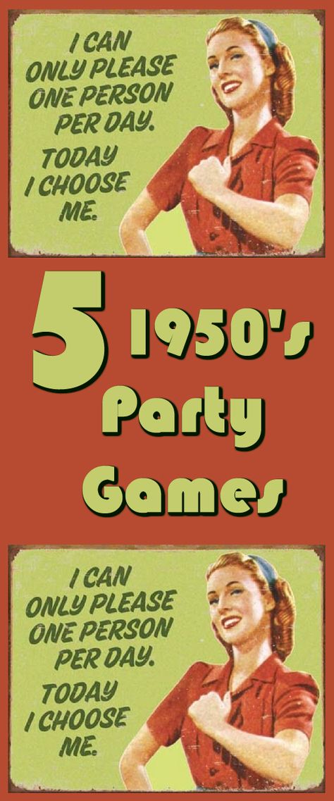 Five creative 1950s theme party games - perfect for your 50s theme party! 80th Birthday Games, 50s Theme Party, Bridal Shower Retro, 1950s Party Ideas, 1950s Theme Party, Work Party Games, Fifties Party, Grease Party, Olympic Theme Party