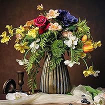 Faux Flowers In Vase, Artificial Floral Centerpieces, French Oil Painting, Dining Room Centerpiece, Coffee Table Centerpieces, Flowers In Vase, Centerpiece Table, Faux Floral Arrangement, Faux Flower Arrangements