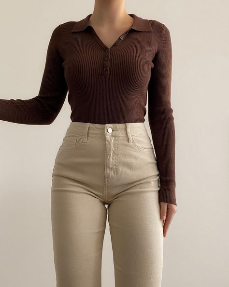 Casual College Outfits, Brown Tshirt, Casual Day Outfits, Easy Trendy Outfits, Causual Outfits, Fashion Hacks Clothes, Girls Fashion Clothes, Basic Outfits, Outfits Casual