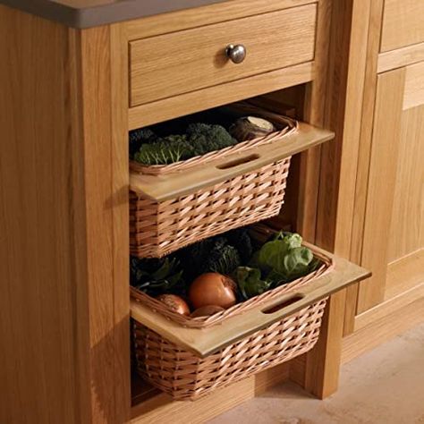 Pull out Wicker Basket Drawer 500mm Kitchen Storage Solution Larder Base Unit Cupboard with Handle Rustic Beech Wood Farmhouse Style 100% Handmade Rattan FREE Fixing Kit Included – Brown : Amazon.co.uk: Home & Kitchen Wicker Basket Drawers, Wicker Kitchen, Basket Drawer, Under Shelf Basket, Fitted Cabinets, Basket Drawers, Kitchen Basket Storage, Brown Baskets, Country Farmhouse Style