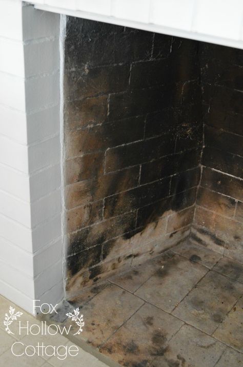 How To Paint A Fireplace Firebox Inside Fireplace Paint, Firebox Fireplace, Fireplace Box, Unused Fireplace, Fireplace Redo, Painted Brick Fireplace, Painted Brick Fireplaces, Clean Fireplace, Fireplace Update