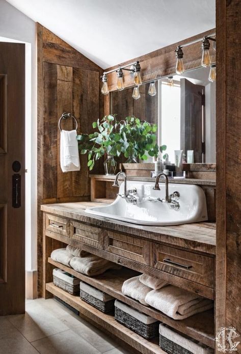 Cabin Bathrooms, Rustic Bathroom Designs, Bathroom Farmhouse Style, Rustic Bathrooms, Dream Bathrooms, Rustic Bathroom, House Bathroom, Bathroom Remodel Master, Farmhouse Bathroom