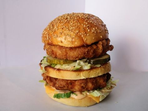 Chicken Big Mac Recipe, Mcchicken Copycat, Big Mac Copycat, Hardees Biscuit Recipe, Mcdonalds Copycat Recipes, Chicken Big Mac, Mac Chicken, Mc Chicken, Chicken Big