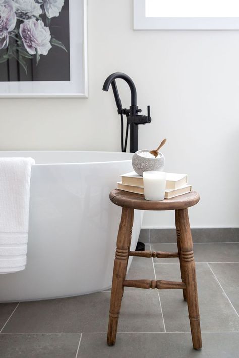 Bedrooms Interior, Rustic Stools, Bathroom Stool, White Tub, Contemporary Tile, Wooden Stool, Wood Stool, Wooden Stools, Laundry In Bathroom