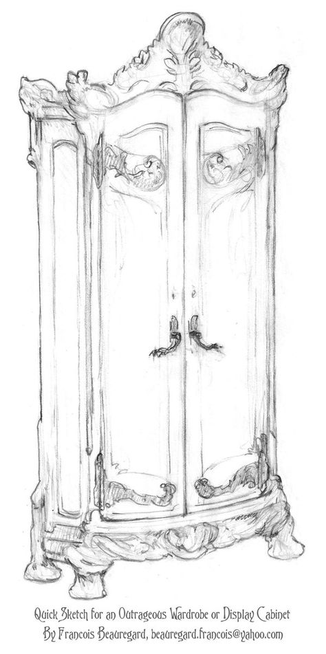 Wardrobe Sketch, Narnia Wardrobe, Realistic Animal Drawings, Digital Decorations, Fineliner Art, Furniture Design Sketches, Model Sketch, Cute Cottage, My Sketchbook