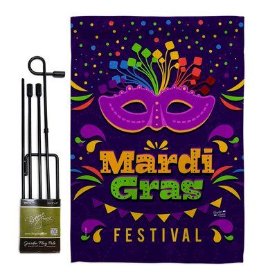 Mardi Gras Beautiful Garden Flag Set. Angeleno Heritage have variety of Garden Flag for all occasions. Uniquely design for hanging indoor or outdoor use. We are committed to offering you exceptional values. Our customers enjoy displaying our Garden Flag for longer periods. | Angeleno Heritage Mardi Gras Festival 2-Sided Polyester 18 x 13 in. Flag Set in Black/Green/Indigo, Size 18.5 H x 13.0 W in | Wayfair Mardi Gras Poster Ideas, Mardi Gras Logo, Carnival Logo Design, Carnival Clipart, Mardi Gras Art, Mardi Gras Background, Mardi Grad, Carnival Background, Mardi Gras Festival