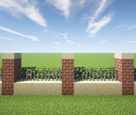 Fences In Minecraft, Brick Wall Minecraft, Minecraft Modern Wall, Zoo In Minecraft, Minecraft Fence Gate, Minecraft Brick Wall, Minecraft Brick House Ideas, Minecraft Zoo Layout, Minecraft Gate Entrance