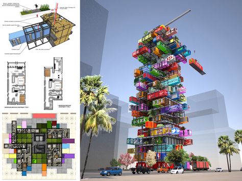 OVA studio enables traveling container hotel rooms with hive-inn Emergency House, Container Hotel, Shipping Container Architecture, Container Office, Container Buildings, Hotel Concept, Container Architecture, Hotel Room Design, Skyscraper Architecture