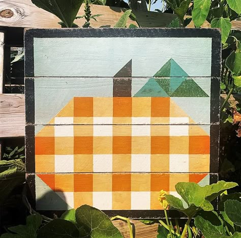 Checkered Pumpkins, Painted Barn Quilts, Barn Quilt Designs, Barn Quilt Patterns, Fall Quilts, Barn Quilt, Barn Quilts, Quilt Kit, Star Quilt