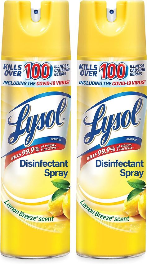 Lysol Disinfectant Spray, Sanitizing and Antibacterial Spray, For Disinfecting and Deodorizing, Lemon Breeze, 19 Fl Oz (Pack of 2), Packaging May Vary British Party, Outdoor Camping Kitchen, Disinfectant Spray, Alphabet Matching, Cleaning Items, Deodorizing, Odor Eliminator, Camp Kitchen, Quick Cleaning