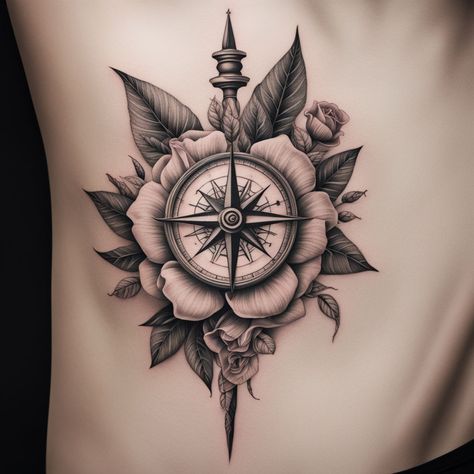 "Timeless Navigation: Ornate Compass & Roses" This vertical tattoo blends an ornate compass with detailed roses and intertwining leaves, embodying the perfect harmony of elegance and direction. Hashtags: #TimelessTattoo #CompassAndRoses #DetailedInk #SymmetricalDesign #TattooInspiration #TattooDesign #tattoos #tattooart #tattooing #tattooideas #tattoodesign #tattooartist #tattooart #tattooinspiration Elegant Compass Tattoo, Compass And Rose Tattoo, Vertical Tattoo, Compass Tattoos, Compass Rose Tattoo, Timeless Tattoo, Emerald Engagement Ring Set, Compass Tattoo Design, Compass Rose