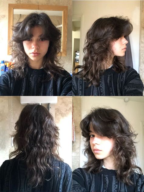 Hangodango on tiktok Choppy Shag Hairstyles Medium Curly, Natural Wavy Hair Cuts, Hair References, Shot Hair, Wolf Haircut, Long Wolfcut Haircut, Ginger Snap, Wavy Haircuts, Birthday Hair