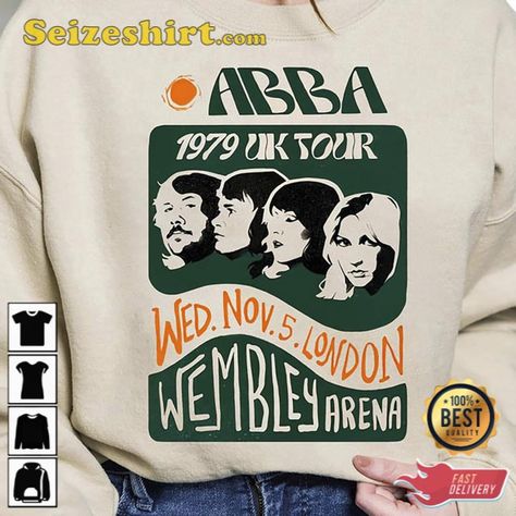 Abba Merch, Abba Tour, Abba Tshirt, Clothes Pieces, Hogwarts Dr, Tee Designs, Sweatshirt Vintage, Band Shirts, Vintage Sweatshirt